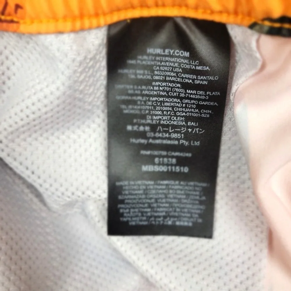 Hurley Swim Trunks Mens XL Orange‎ Pineapple Watermelon Fruit Board Shorts Surf